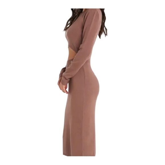 NWT Vici Collection for Nordstrom Long Sleeve Cut Out Dress in Camel - Picture 3 of 6